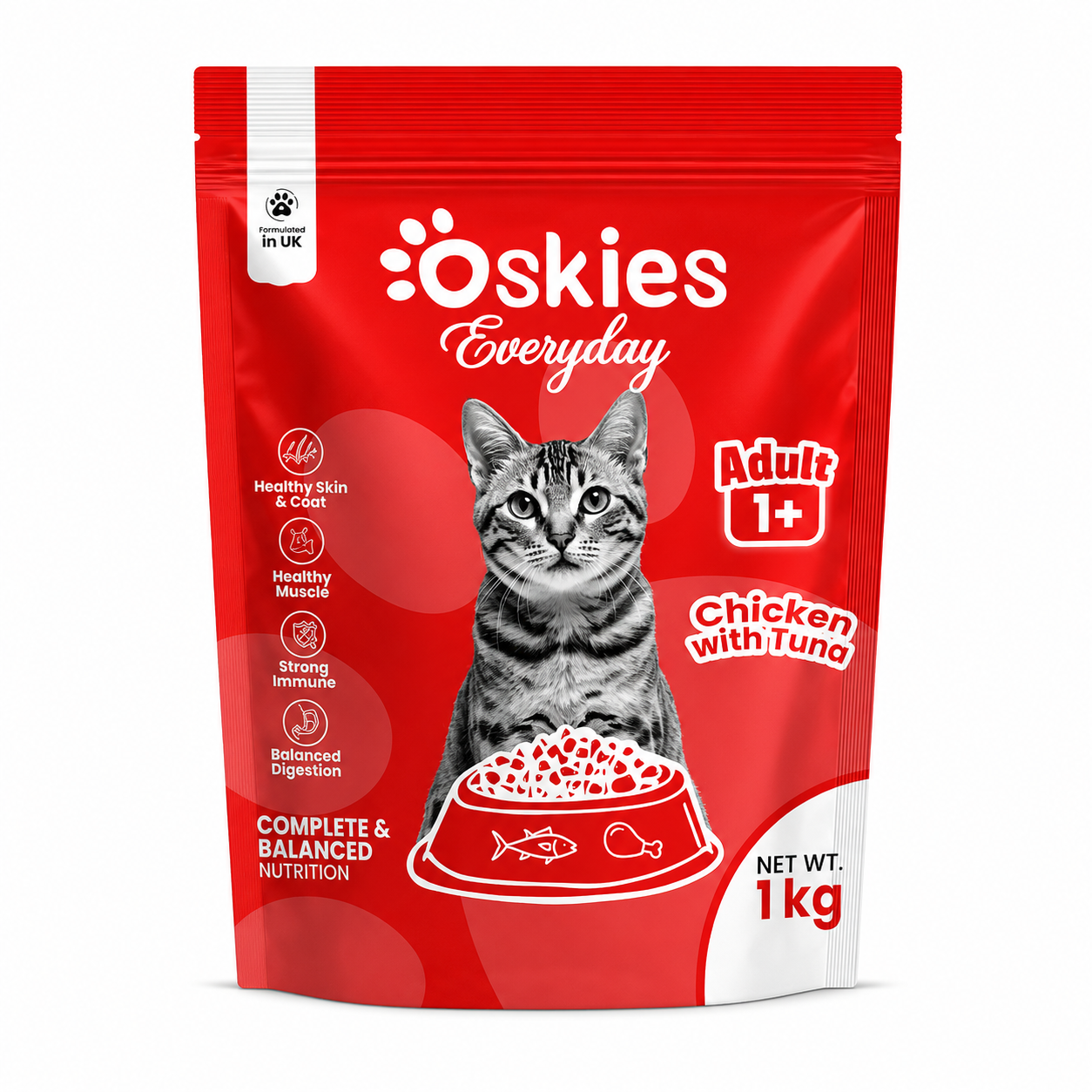 Oskies Adult Dry Cat Food (Chicken with Tuna) - 1kg